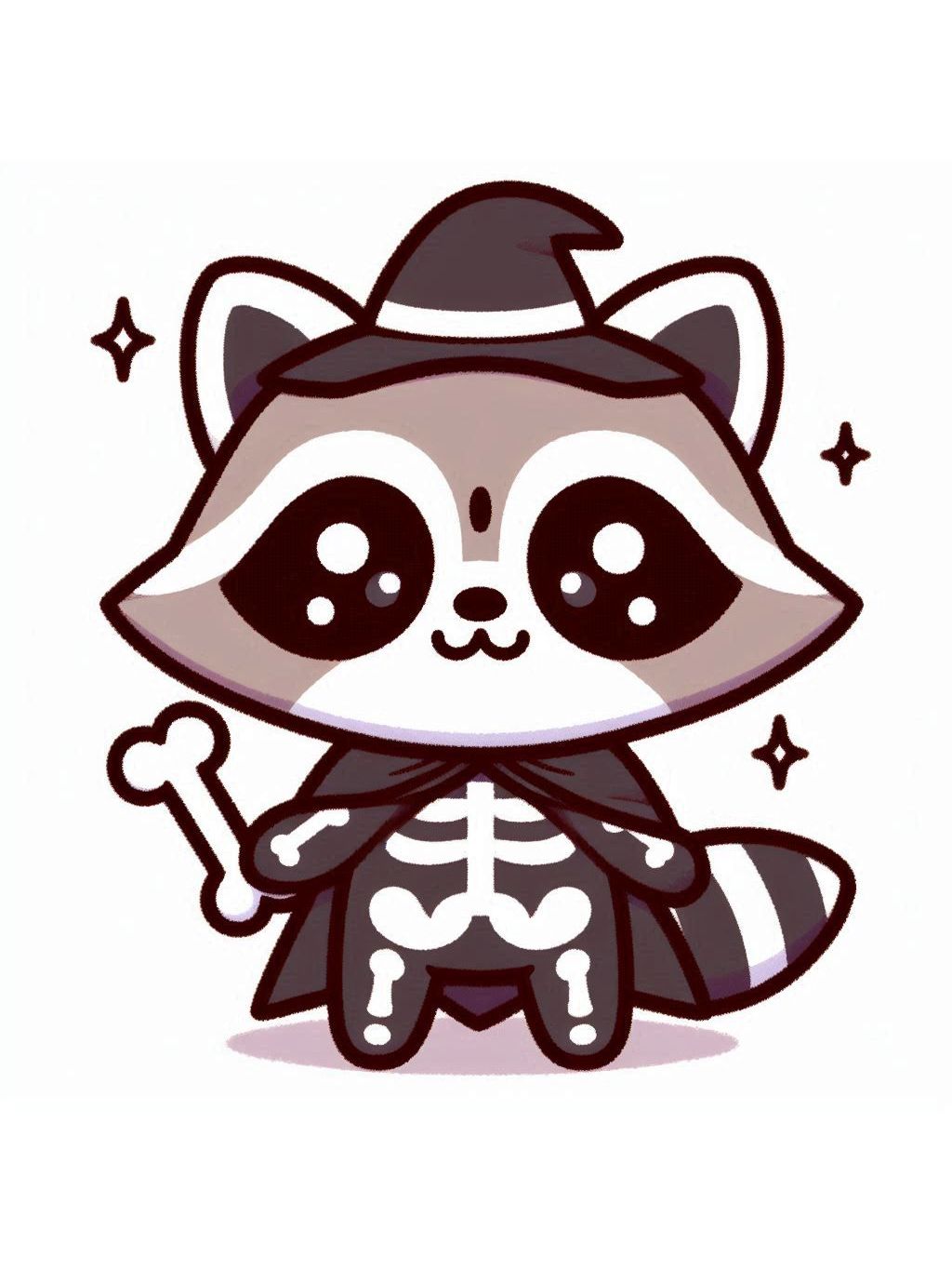 halloween cute animals drawings, Skeleton Raccoon Halloween Magic